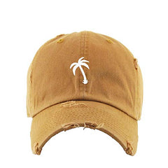 Palm Tree Slanted Vintage Baseball Cap Embroidered Cotton Adjustable Distressed Dad Hat