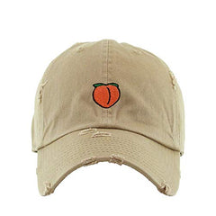 Peach Peachy Vintage Baseball Cap Embroidered Cotton Adjustable Distressed Dad Hat