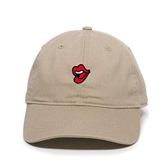 Lips Baseball Cap Embroidered Cotton Adjustable Dad Hat