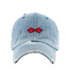 Bowtie Vintage Baseball Cap Embroidered Cotton Adjustable Distressed Dad Hat