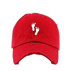 Footprints Vintage Baseball Cap Embroidered Cotton Adjustable Distressed Dad Hat
