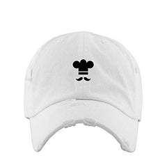 Mustache Chef Vintage Baseball Cap Embroidered Cotton Adjustable Distressed Dad Hat