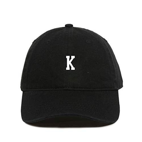K Initial Letter Baseball Cap Embroidered Cotton Adjustable Dad Hat