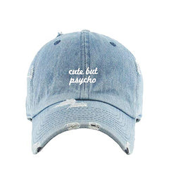 Cute But Psycho Vintage Baseball Cap Embroidered Cotton Adjustable Distressed Dad Hat