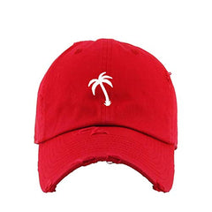 Palm Tree Slanted Vintage Baseball Cap Embroidered Cotton Adjustable Distressed Dad Hat
