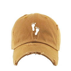 Footprints Vintage Baseball Cap Embroidered Cotton Adjustable Distressed Dad Hat