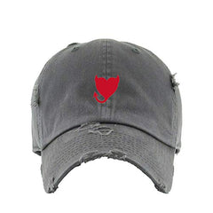 Devil Heart Vintage Baseball Cap Embroidered Cotton Adjustable Distressed Dad Hat