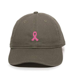 Pink Ribbon Baseball Cap Embroidered Cotton Adjustable Dad Hat