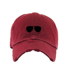 Aviator Glasses Vintage Baseball Cap Embroidered Cotton Adjustable Distressed Dad Hat