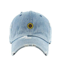 Sunflower Vintage Baseball Cap Embroidered Cotton Adjustable Distressed Dad Hat