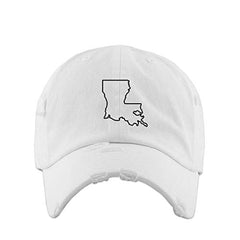 Louisiana Map Outline Dad Vintage Baseball Cap Embroidered Cotton Adjustable Distressed Dad Hat
