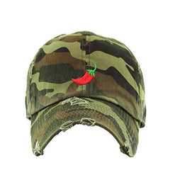 Red Chilli Vintage Baseball Cap Embroidered Cotton Adjustable Distressed Dad Hat