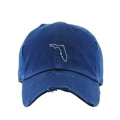 Florida Map Outline Dad Vintage Baseball Cap Embroidered Cotton Adjustable Distressed Dad Hat
