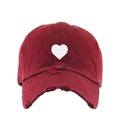 Heart Vintage Baseball Cap Embroidered Cotton Adjustable Distressed Dad Hat