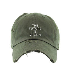 The Future is Vegan Vintage Baseball Cap Embroidered Cotton Adjustable Distressed Dad Hat