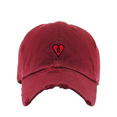 Heart Lock Vintage Baseball Cap Embroidered Cotton Adjustable Distressed Dad Hat