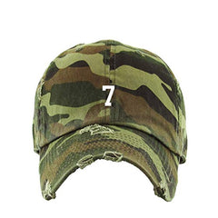 #7 Jersey Number Dad Vintage Baseball Cap Embroidered Cotton Adjustable Distressed Dad Hat