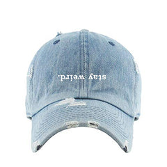 Stay Weird Vintage Baseball Cap Embroidered Cotton Adjustable Distressed Dad Hat