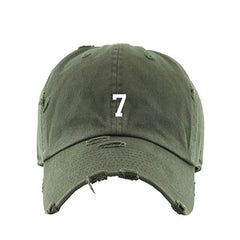 #7 Jersey Number Dad Vintage Baseball Cap Embroidered Cotton Adjustable Distressed Dad Hat