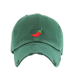 Red Chilli Vintage Baseball Cap Embroidered Cotton Adjustable Distressed Dad Hat