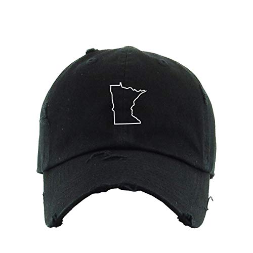 Minnesota Map Outline Dad Vintage Baseball Cap Embroidered Cotton Adjustable Distressed Dad Hat