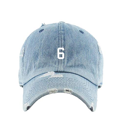 #6 Jersey Number Dad Vintage Baseball Cap Embroidered Cotton Adjustable Distressed Dad Hat