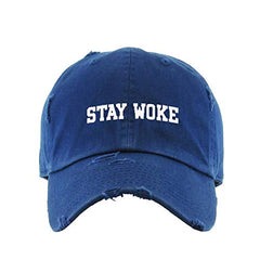 Stay Woke Vintage Baseball Cap Embroidered Cotton Adjustable Distressed Dad Hat
