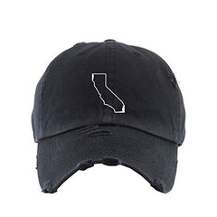 California Map Outline Dad Vintage Baseball Cap Embroidered Cotton Adjustable Distressed Dad Hat