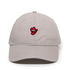 Lips Baseball Cap Embroidered Cotton Adjustable Dad Hat