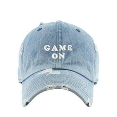 Game On Vintage Baseball Cap Embroidered Cotton Adjustable Distressed Dad Hat