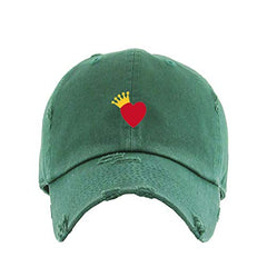 Heart Crown Vintage Baseball Cap Embroidered Cotton Adjustable Distressed Dad Hat