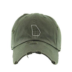 Georgia Map Outline Dad Vintage Baseball Cap Embroidered Cotton Adjustable Distressed Dad Hat