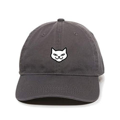 Smiling Cat Dad Baseball Cap Embroidered Cotton Adjustable Dad Hat
