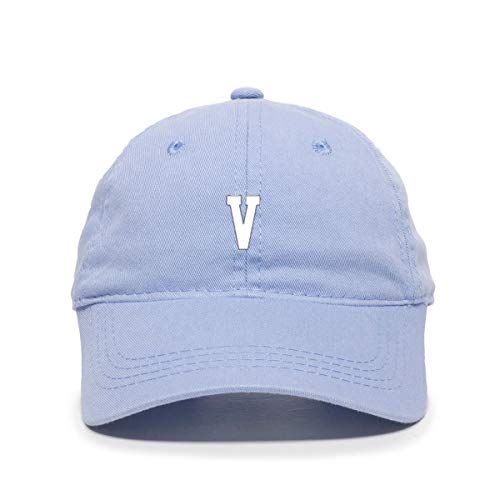 V Initial Letter Baseball Cap Embroidered Cotton Adjustable Dad Hat