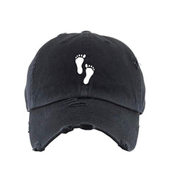 Footprints Vintage Baseball Cap Embroidered Cotton Adjustable Distressed Dad Hat