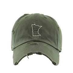 Minnesota Map Outline Dad Vintage Baseball Cap Embroidered Cotton Adjustable Distressed Dad Hat
