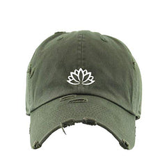Lotus Flower Vintage Baseball Cap Embroidered Cotton Adjustable Distressed Dad Hat