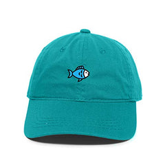 Blue Fish Baseball Cap Embroidered Cotton Adjustable Dad Hat