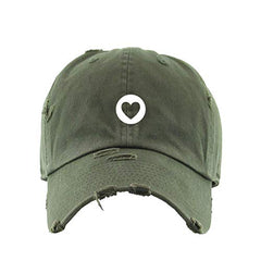 Circle Heart Vintage Baseball Cap Embroidered Cotton Adjustable Distressed Dad Hat