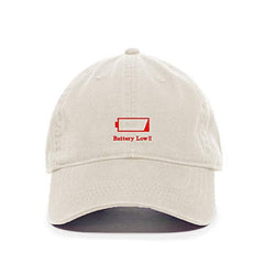 Battery Low Baseball Cap Embroidered Cotton Adjustable Dad Hat