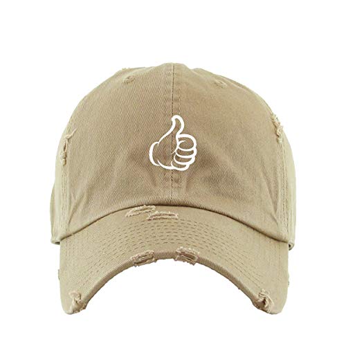 Thumbs Up Vintage Baseball Cap Embroidered Cotton Adjustable Distressed Dad Hat
