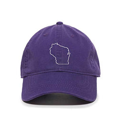 Wisconsin Map Outline Dad Baseball Cap Embroidered Cotton Adjustable Dad Hat